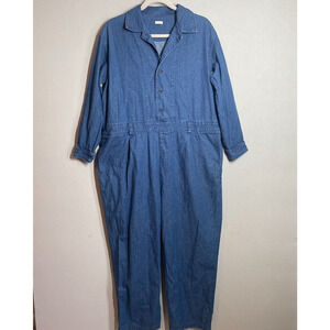 Ichi Antiquites Jumpsuit Women M Blue Cotton Coveralls Utility Casual Oversized